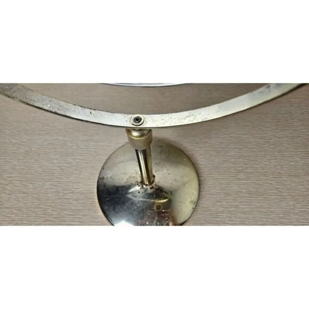 Vtg Gold Metal‎ Brass Vanity Double Mirror Swivel Standing